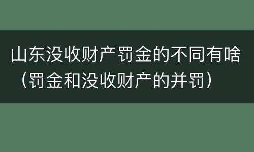 山东没收财产罚金的不同有啥（罚金和没收财产的并罚）