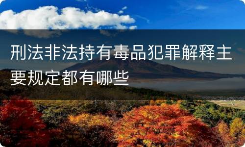 刑法非法持有毒品犯罪解释主要规定都有哪些