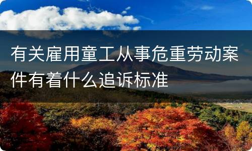有关雇用童工从事危重劳动案件有着什么追诉标准