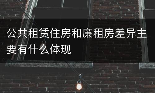 公共租赁住房和廉租房差异主要有什么体现
