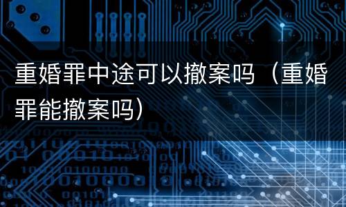 重婚罪中途可以撤案吗（重婚罪能撤案吗）