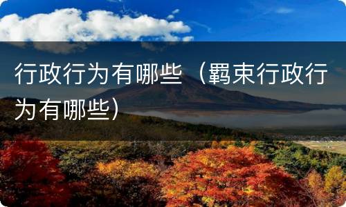 行政行为有哪些（羁束行政行为有哪些）