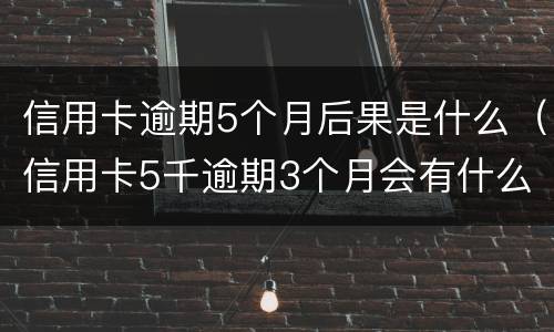 信用卡逾期5个月后果是什么（信用卡5千逾期3个月会有什么后果?）