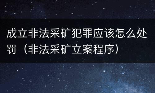 成立非法采矿犯罪应该怎么处罚（非法采矿立案程序）