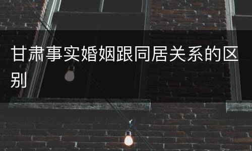 甘肃事实婚姻跟同居关系的区别