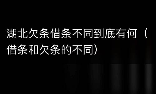湖北欠条借条不同到底有何（借条和欠条的不同）