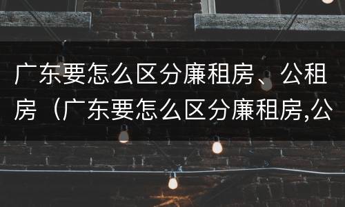 广东要怎么区分廉租房、公租房（广东要怎么区分廉租房,公租房和商品房）