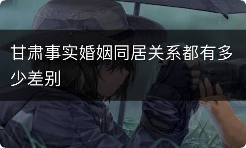 甘肃事实婚姻同居关系都有多少差别