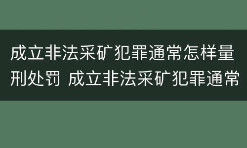 成立非法采矿犯罪通常怎样量刑处罚 成立非法采矿犯罪通常怎样量刑处罚案例