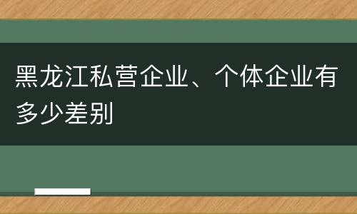 黑龙江私营企业、个体企业有多少差别