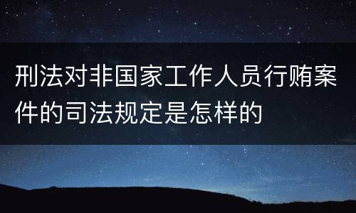 刑法对非国家工作人员行贿案件的司法规定是怎样的