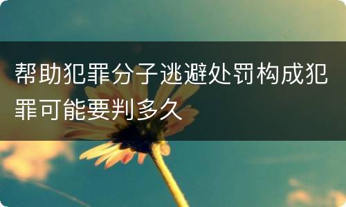 帮助犯罪分子逃避处罚构成犯罪可能要判多久