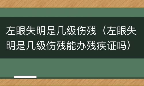 左眼失明是几级伤残（左眼失明是几级伤残能办残疾证吗）