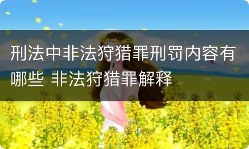 刑法中非法狩猎罪刑罚内容有哪些 非法狩猎罪解释