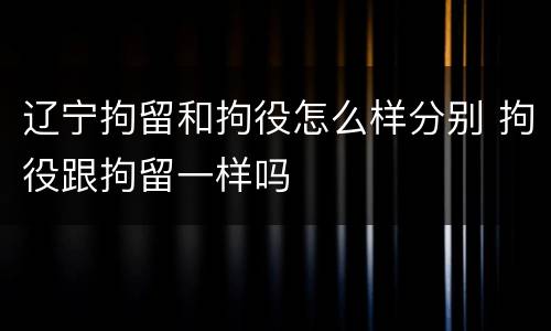 辽宁拘留和拘役怎么样分别 拘役跟拘留一样吗