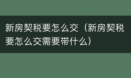 新房契税要怎么交（新房契税要怎么交需要带什么）