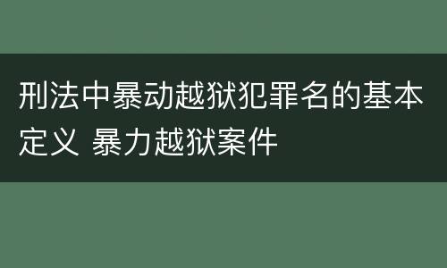 刑法中暴动越狱犯罪名的基本定义 暴力越狱案件