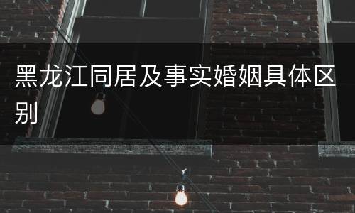 黑龙江同居及事实婚姻具体区别