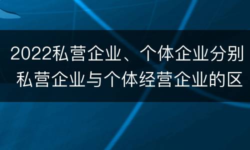 2022私营企业、个体企业分别 私营企业与个体经营企业的区别