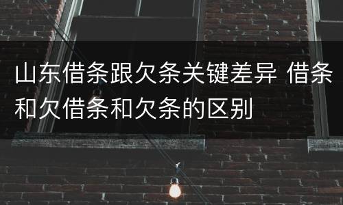 山东借条跟欠条关键差异 借条和欠借条和欠条的区别