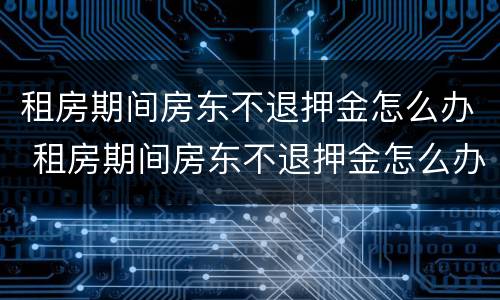 租房期间房东不退押金怎么办 租房期间房东不退押金怎么办呢