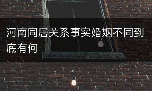 河南同居关系事实婚姻不同到底有何