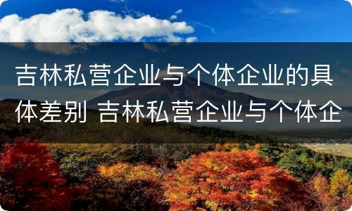 吉林私营企业与个体企业的具体差别 吉林私营企业与个体企业的具体差别是