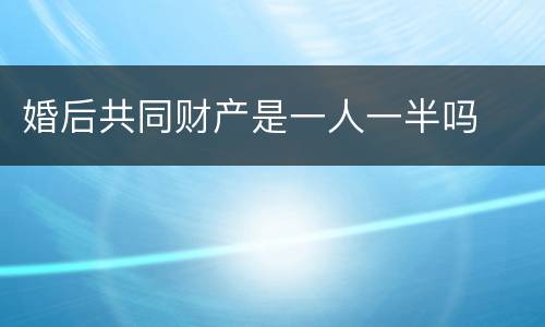 婚后共同财产是一人一半吗