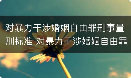 对暴力干涉婚姻自由罪刑事量刑标准 对暴力干涉婚姻自由罪刑事量刑标准是多少