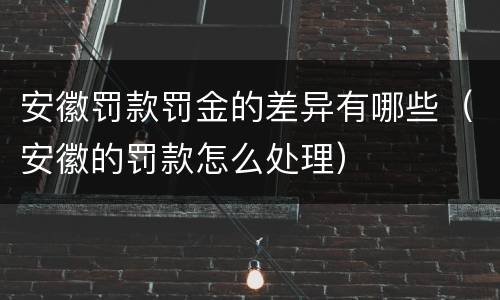安徽罚款罚金的差异有哪些（安徽的罚款怎么处理）