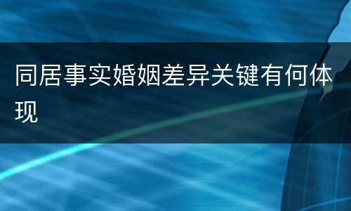 同居事实婚姻差异关键有何体现