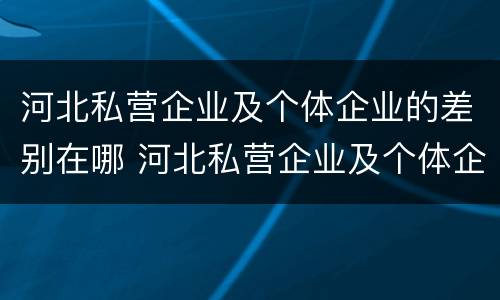 河北私营企业及个体企业的差别在哪 河北私营企业及个体企业的差别在哪查