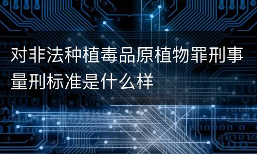 对非法种植毒品原植物罪刑事量刑标准是什么样