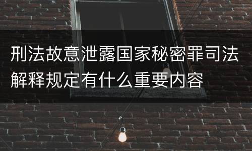 刑法故意泄露国家秘密罪司法解释规定有什么重要内容