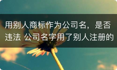 用别人商标作为公司名，是否违法 公司名字用了别人注册的商标