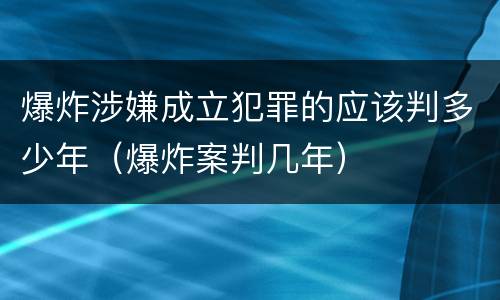 爆炸涉嫌成立犯罪的应该判多少年（爆炸案判几年）