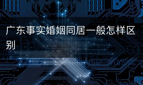 广东事实婚姻同居一般怎样区别