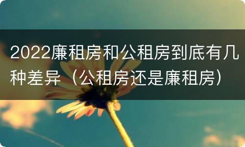 2022廉租房和公租房到底有几种差异（公租房还是廉租房）