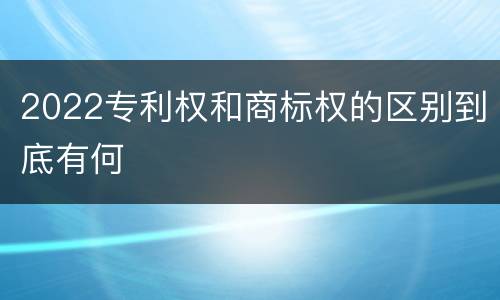 2022专利权和商标权的区别到底有何