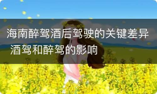 海南醉驾酒后驾驶的关键差异 酒驾和醉驾的影响