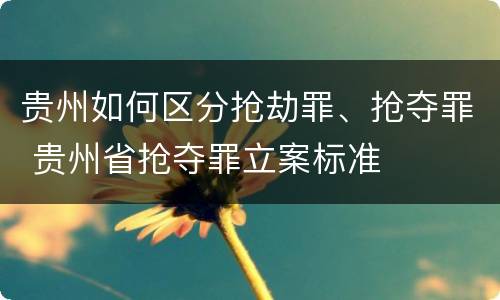 贵州如何区分抢劫罪、抢夺罪 贵州省抢夺罪立案标准