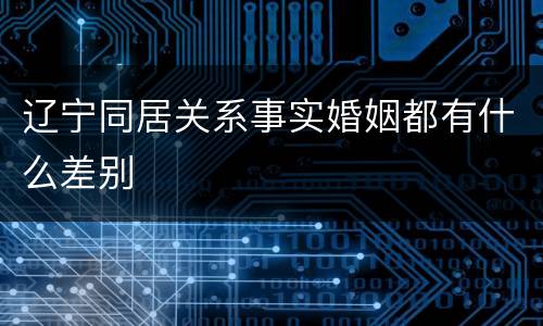 辽宁同居关系事实婚姻都有什么差别