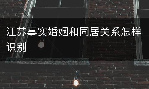 江苏事实婚姻和同居关系怎样识别