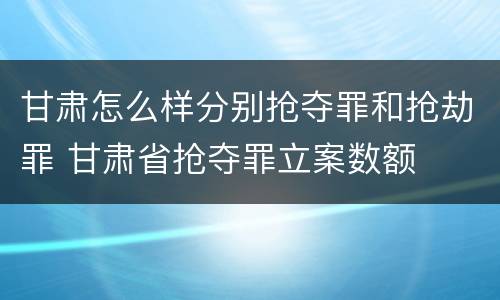 甘肃怎么样分别抢夺罪和抢劫罪 甘肃省抢夺罪立案数额