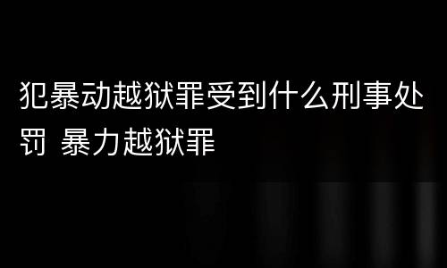 犯暴动越狱罪受到什么刑事处罚 暴力越狱罪