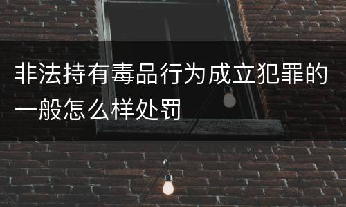 非法持有毒品行为成立犯罪的一般怎么样处罚