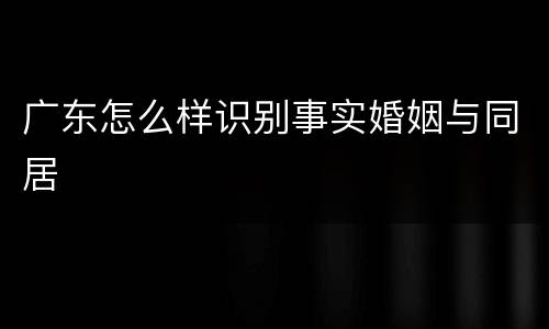 广东怎么样识别事实婚姻与同居