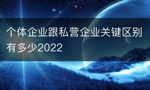 个体企业跟私营企业关键区别有多少2022