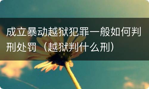 成立暴动越狱犯罪一般如何判刑处罚（越狱判什么刑）