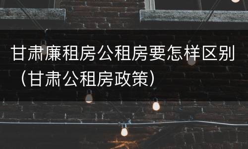 甘肃廉租房公租房要怎样区别（甘肃公租房政策）